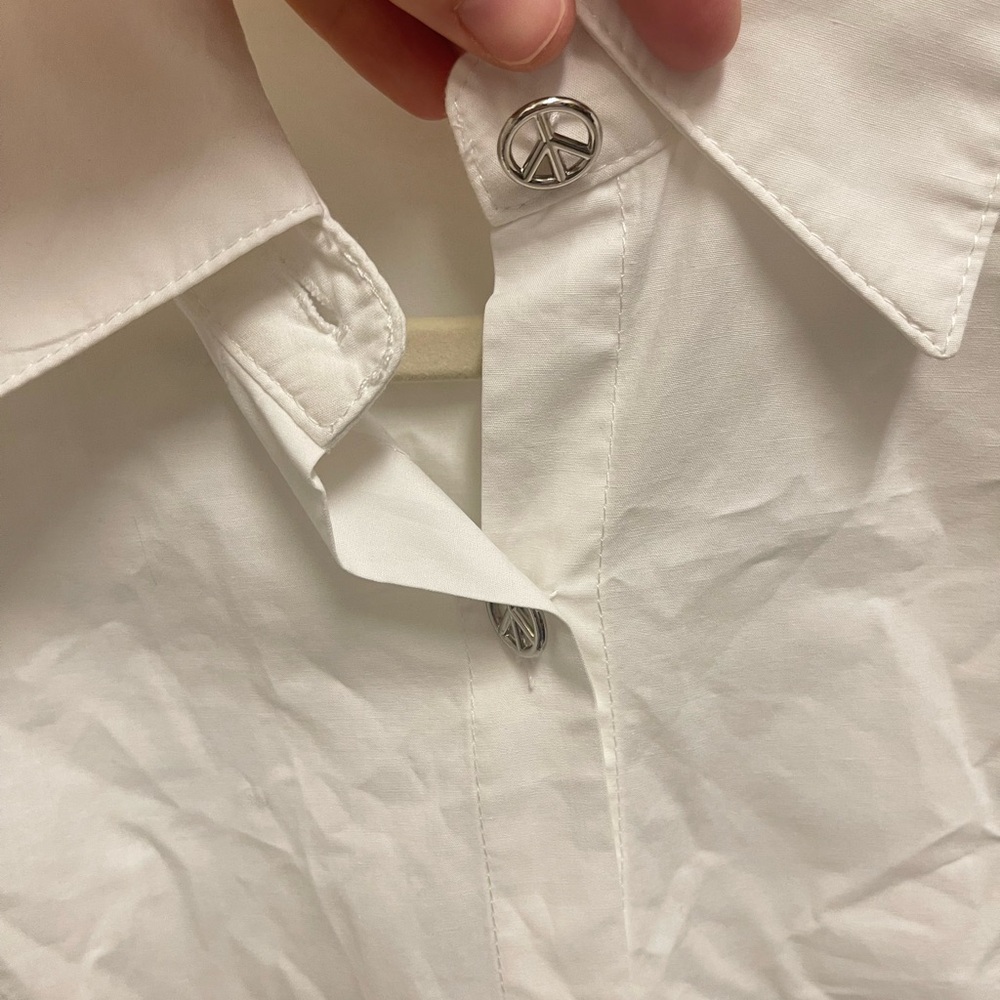 Beulah White Button Down Zipper Blouse - image 8